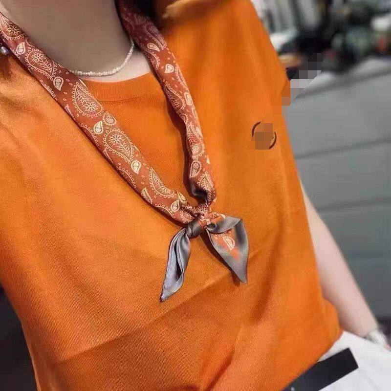 H Embroidery Fine Spun Round Collar Short Sleeve