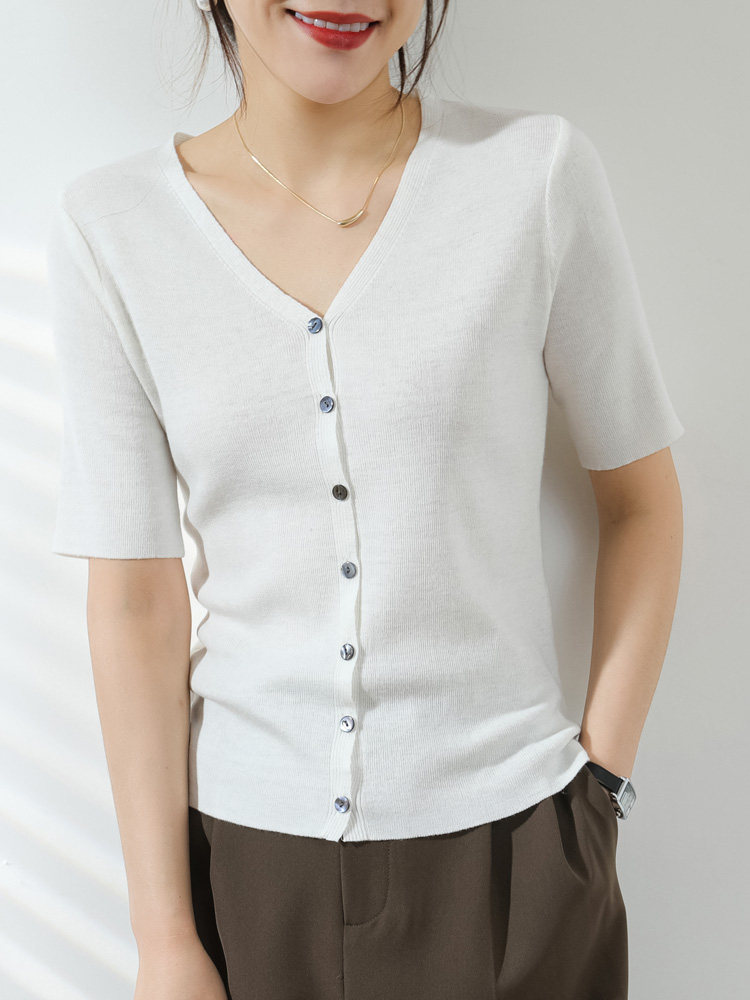 2006# worsted cardigan short sleeve