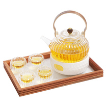 Glass flower and fruit tea making teapot candle heating warm tea stove light luxury afternoon tea tea set set U-installed tea making device electric ceramics