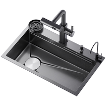 Langwhale left drainage kitchen sink dishwashing basin large single tank 304 stainless steel nano-coated sink dishwashing sink R12