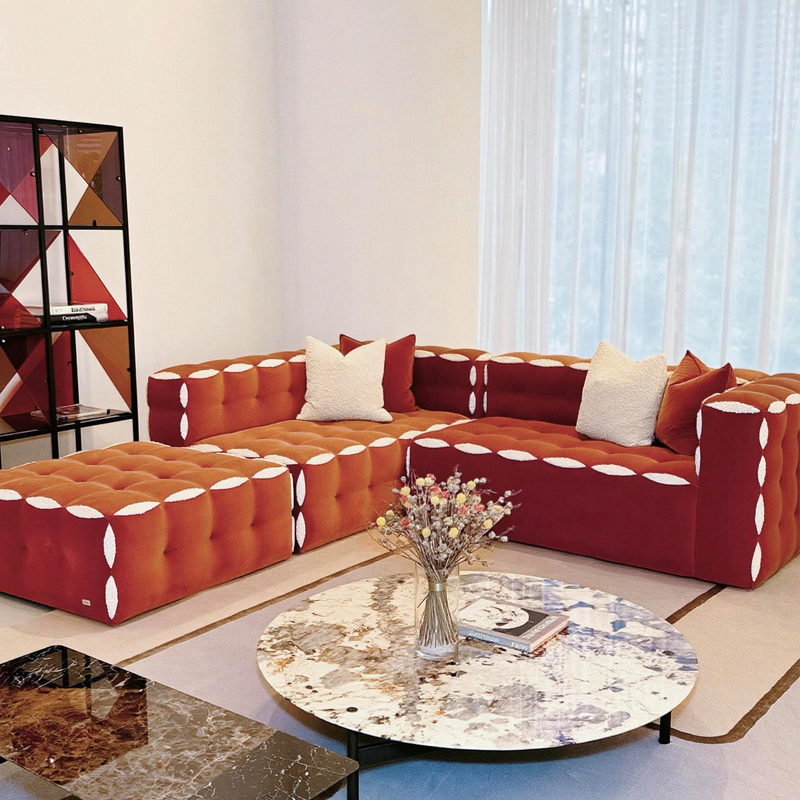 2026 New Model Biscuit-Style Sofa with Fabric Upholstery for Living Room, Freely Combinable Designer Modular Sofa for Small Apartments and Villas