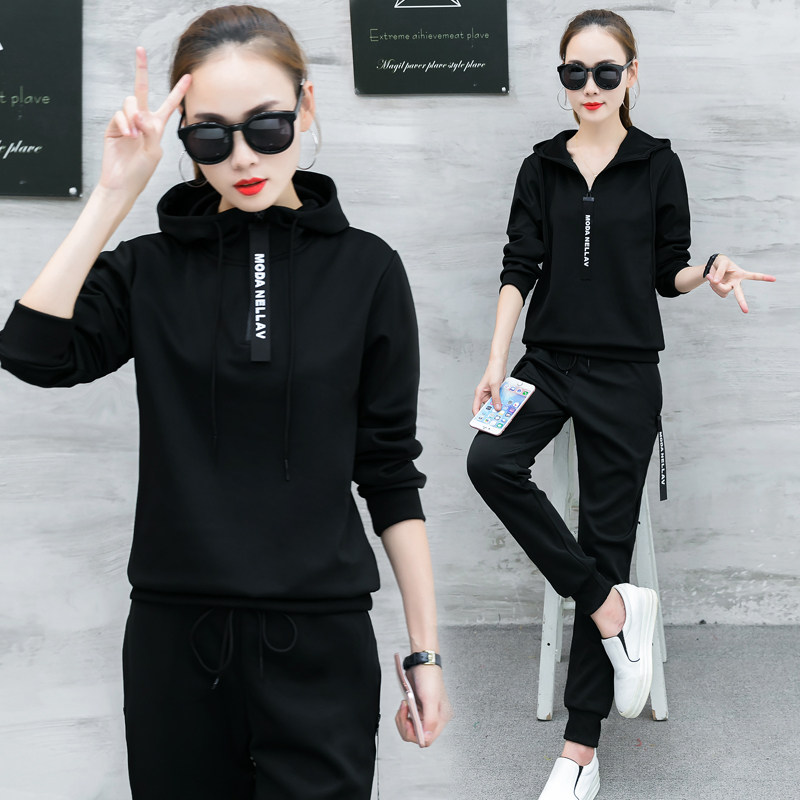 Sports suit women's 2021 new spring spring Korean version of fashion casual thin sweater sportswear two-piece set tide