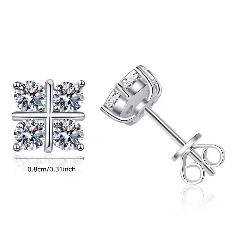 Серебро Sterling. Диа́мантовые сережки из Моиссанита каръat *