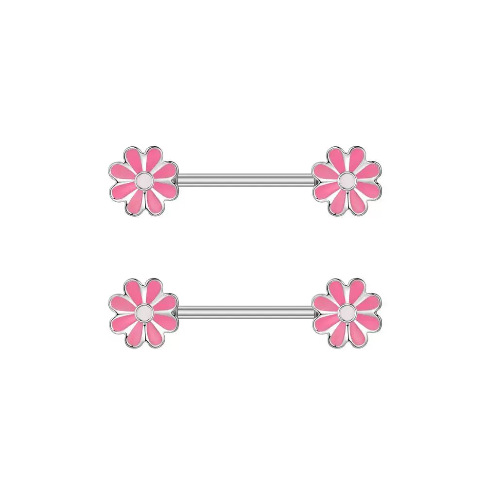 [Ювелирный набор серьги-пиерсинг Fashion Flower из стали кристалл]
