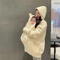 Jumpsuit plus velvet all-in-one womens sweatshirt large size windproof parent-child clothing autumn and winter outing clothes kangaroo clothing mother-child clothing