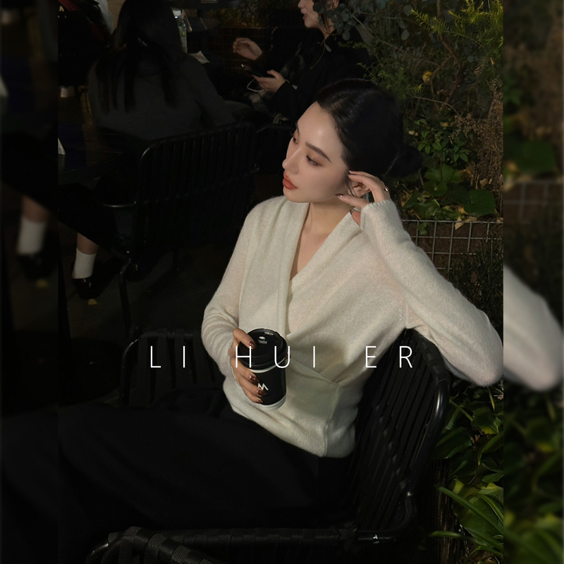 Lihuier Li Hui'Er Smoke Mountain Snowfall Textured Old Money Style 100% Cashmere Knit Sweater for Women Light High-End Top Lihuier Li Hui'Er Smoke Mountain Snowfall Textured Old Money Style 100% Cashmere Knit Sweater for Women Light High-End Top