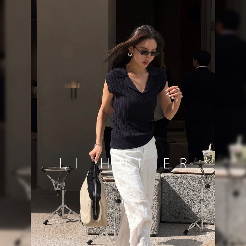 Lihuier Li Hui'Er Summer Collection Design Tencel Base Shirt Women's Minimalist Knit Vest Tank Top