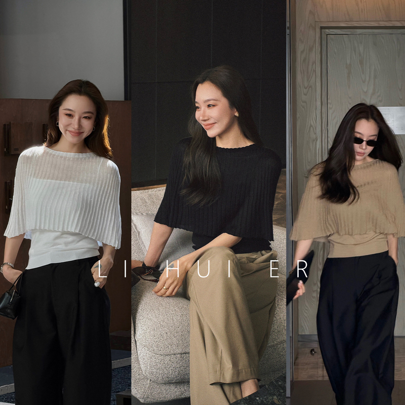 Lihuier Lai Hui'Er La La Land 100 Lyocell Tencel Cape Cardigan Knitwear Camisole Two-Piece Set