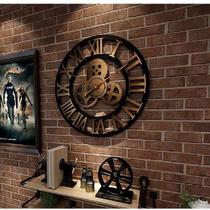 Retro Industrial Style Wall Cloc European Wood Home Wall Wa