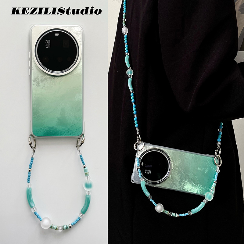 Mint Green Glacier Pattern~Kzl Original Blue Sea Blue Curved Tube Chain Phone Case Suitable for Xiaomi 15 Ultra, Crossbody Wearable, Huawei Mate 70, Apple 16, Honor 200, Minimalist Style, Vivo X200 Mint Green Glacier Pattern~Kzl Original Blue Sea Blue Curved Tube Chain Phone Case Suitable for Xiaomi 15 Ultra, Crossbody Wearable, Huawei Mate 70, Apple 16, Honor 200, Minimalist Style, Vivo X200
