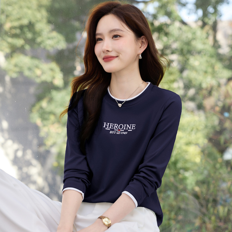 Discounted Genuine Special Price Clearance Spring and Autumn Women's Clothing New Pure Cotton Long-Sleeved T-Shirt Women's Base Shirt Brand Top