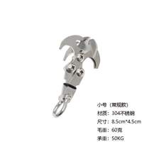 Folding gravity hook vertical rock climbing stainless steel tiger outdoor grappling hook flying tiger climbing claw hook with % hook survival rope