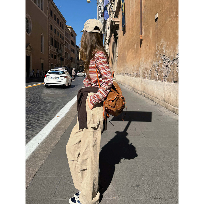 Original Firebrand【Bounty Hunter】Corduroy Casual Pants for Women Winter Retro Simple Versatile Wide-Leg Trousers