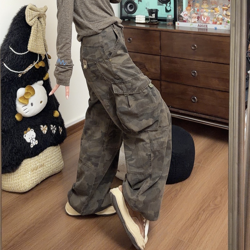 Apr.【Tonal Camouflage】Vintage Distressed Camouflage with Three-Dimensional Cut and Large Pocket Design Casual Pants St888
