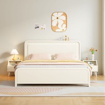 Cream style white solid wood bed 1 5m1 8m modern simple master bedroom home small apartment single and double storage bed