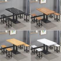 Noodle shop breakfast restaurant table solid wood table and chair set bold barbecue modern cafe fast food table and chair combination