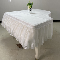 Minimalist white triangular piano cover dust cover Nordic velvet lace upscale pure colour bench cover cover cloth full cover