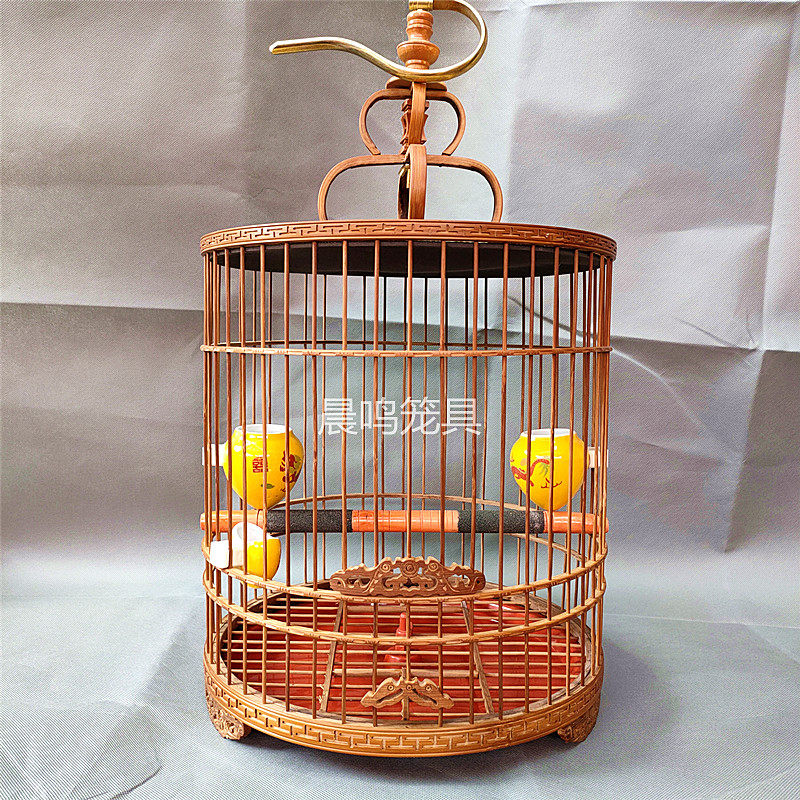 Engraving Painting Brow Cage Purple Bamboo Return Bird Cage Bamboo Products Round Cage Boutique Bird Cage Full Set