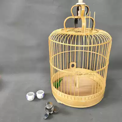 Lark cage called Tianzi lark small sand bird cage Bamboo products round cage bird cage accessories full set