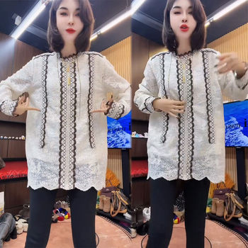 European lace shirt women 2025 spring fresh