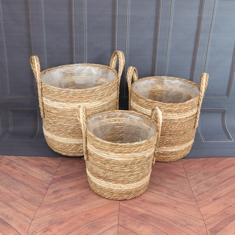 Nordic straw flower pot flower basket rattan hand-woven home furnishing large woven flower pot decoration