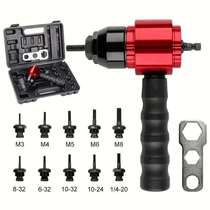 Electric rivet nut gun conversion joint clutch type two-hand electric drill to rivet gun metric and inch pull rod