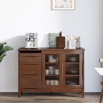 Nordic solid wood sideboard two-door small apartment modern simple multi-functional log style wall storage cabinet with drawers