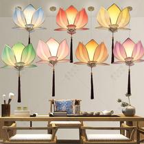 New Chinese style lotus chandelier Chinese style Zen teahouse restaurant hotel box Buddhist hall aisle creative lotus lamps