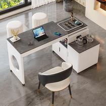 Mobile retractable and rotatable small tea table for small apartment balcony tea table and chair combination light luxury modern slate tea table for home use