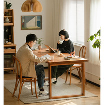 Nordic Japanese solid wood dining table thickened home small apartment furniture restaurant long table cherry wood work table large table