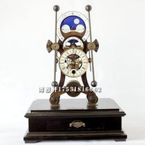 Navigation clock pure copper mechanical fun table clock European glass cover grasshopper clock home star sun and moon craft clock