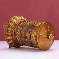 Electric prayer wheel Tibetan prayer wheel alloy Tang Duo Kuoluo new home furnishing Chinese style electric gold cylinder wheel