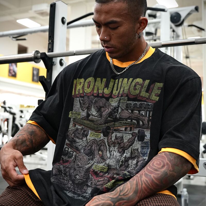 Ironjungle Gym Comic Rhino Printed Short Sleeves Ironjungle Gym Comic Rhino Printed Short Sleeves