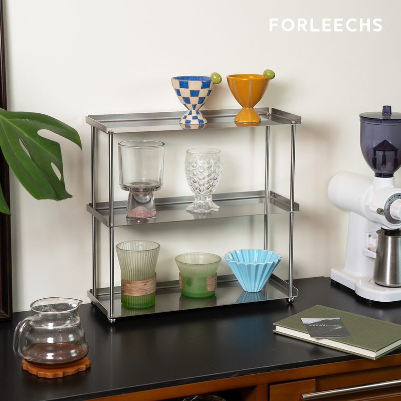 Forleechs Stainless Steel Storage Rack Cup Holder Perfume Storage Minimalist Multi-Layer Coffee Storage Desktop Storage Rack