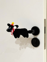 Cute black dog door handle anti-collision doll plush pendant for bedroom living room dog cartoon doll protective cover decoration