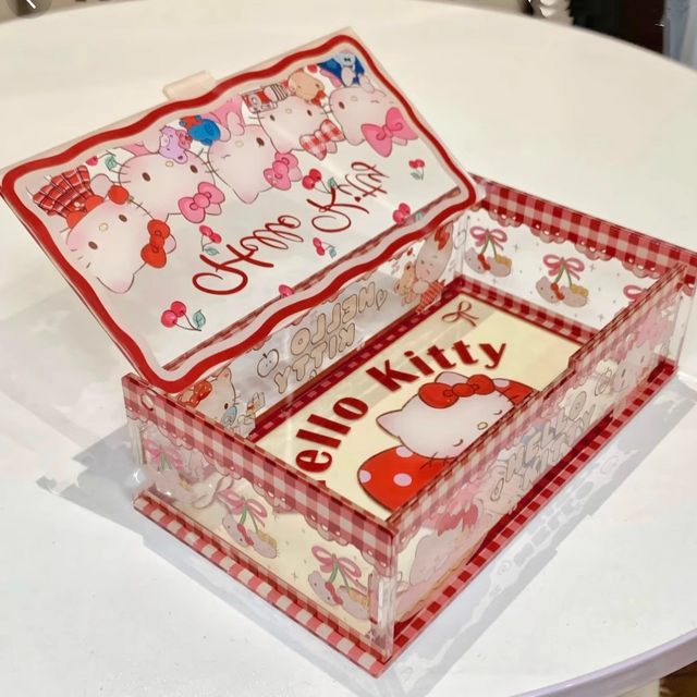 Cute cartoon kitty cat acrylic storage box