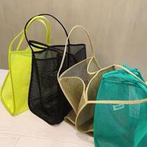 2023 new thickened Bright Super Fire Transparent Mesh Yarn Medium Large Capacity Satchel Fashion Light 100 Hitch Shopping Bag