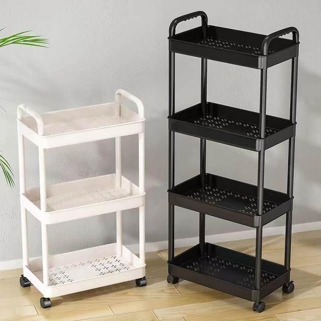 Movable Bookshelf, Floor-Standing Storage Rack, Multi-Layer Carbon Steel Trolley, Snacks and Miscellaneous Items, Reading Storage Bookcase Next to the Desktop
