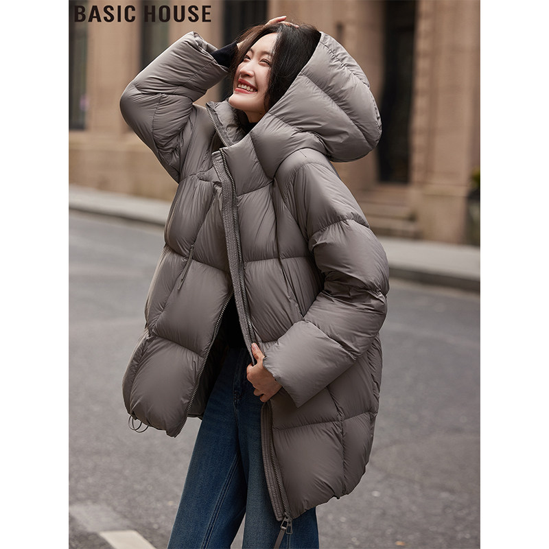 Basic House/Пуховик с капюшоном на утином пуху Baijia Haobai, высококачественный женский пуховик, зима 2026