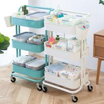 Kitchen storage rack bedroom floor-standing multi-layer partition movable trolley bedside household simple storage rack