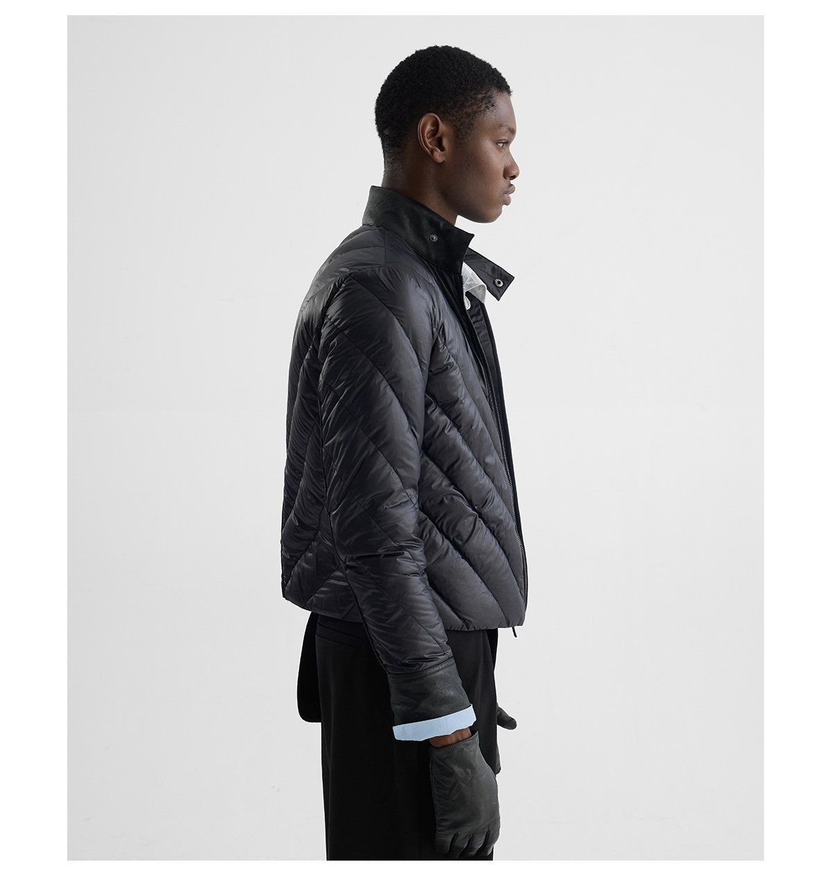 Slight Vogue 95g Leather-Paneled Quilted Down Jacket