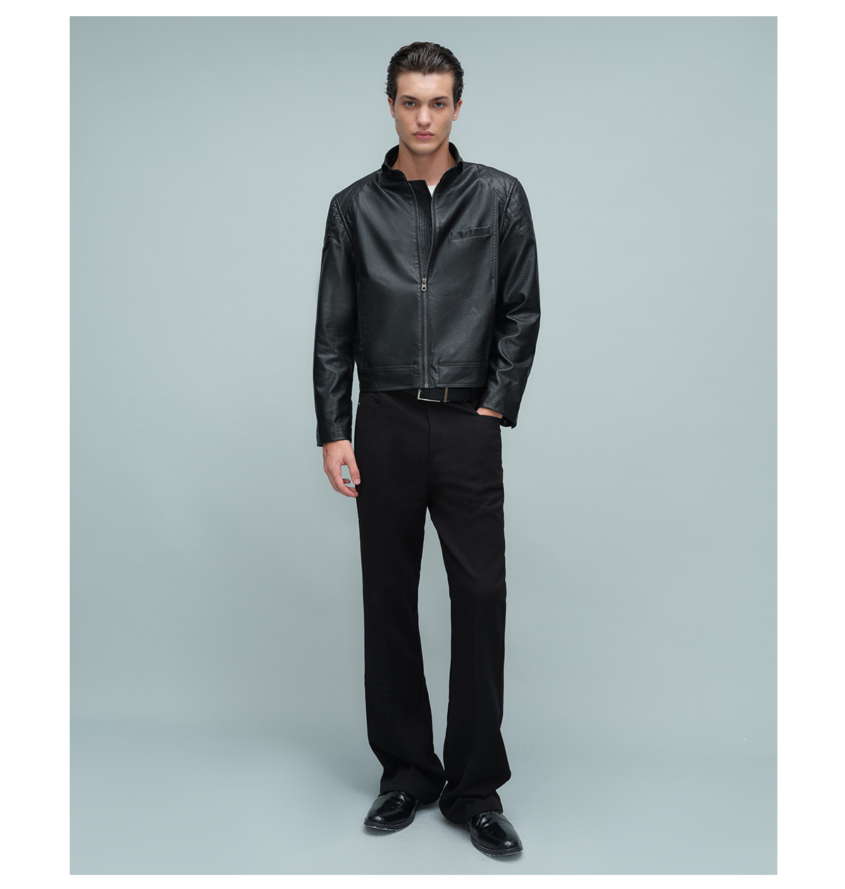 Slight Vogue Quilted Fold-Over Collar Moto Jacket