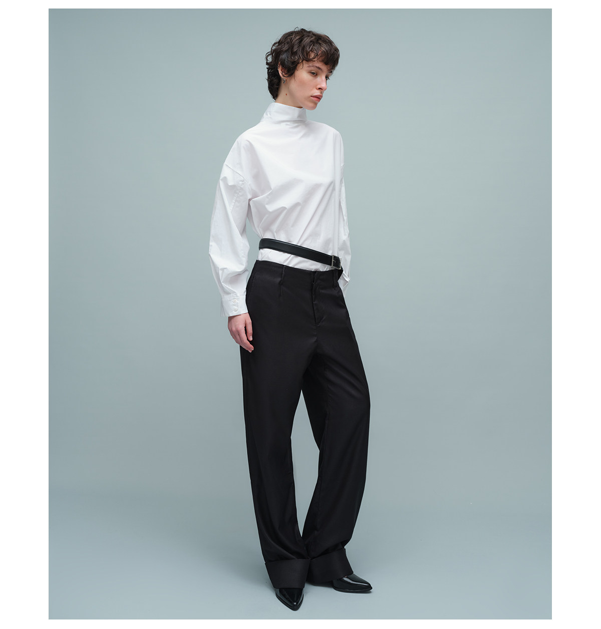 Slight Vogue Straight-Leg Folded-Hem Trousers
