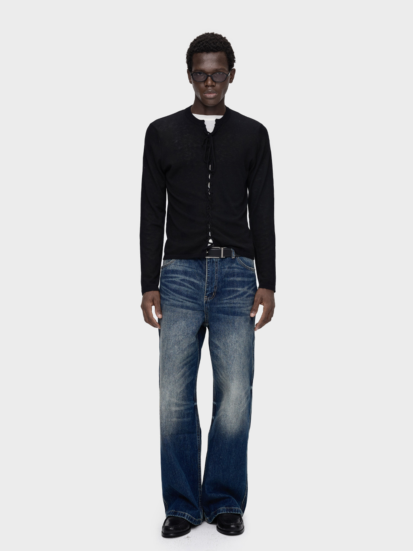 Slight Vogue Wool Braided Tie-Front Knit T-Shirt