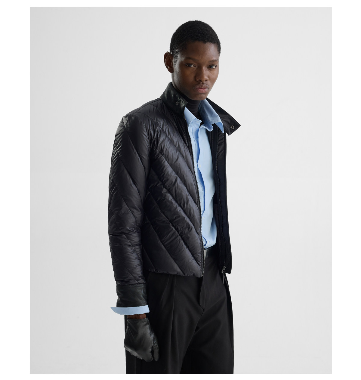 Slight Vogue 95g Leather-Paneled Quilted Down Jacket