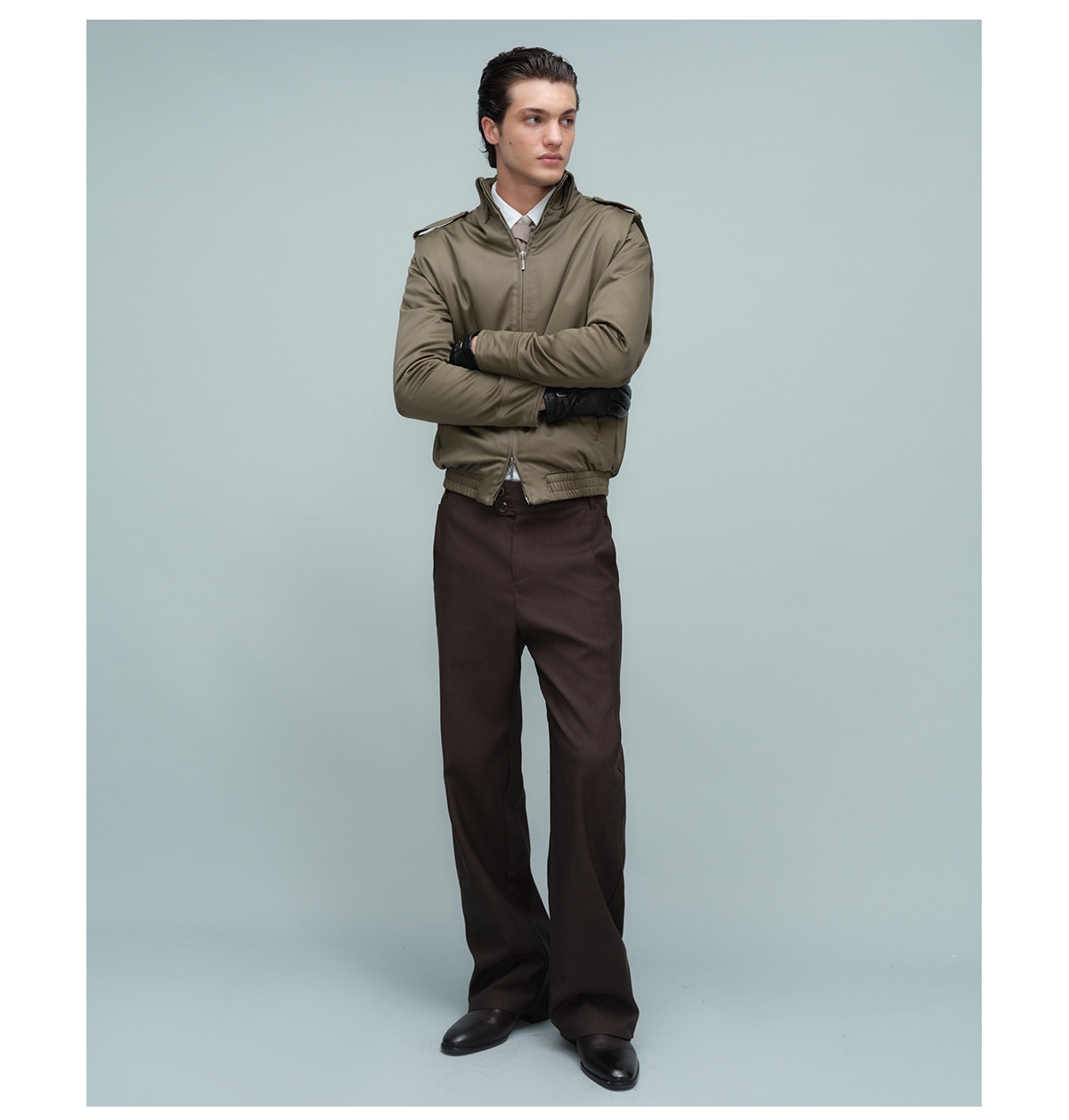 Slight Vogue Satin-Feel Epaulet Padded Jacket