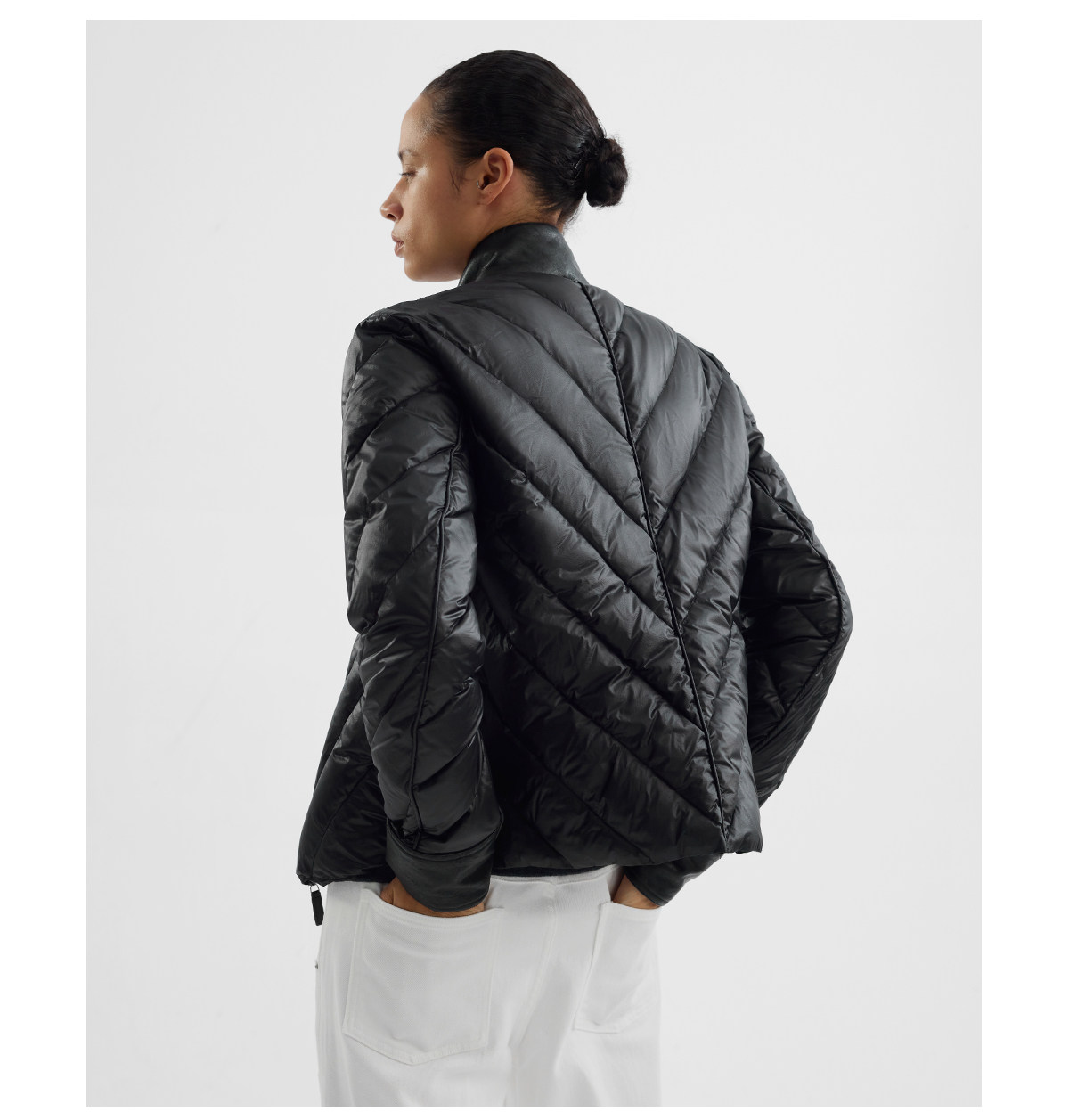 Slight Vogue 95g Leather-Paneled Quilted Down Jacket