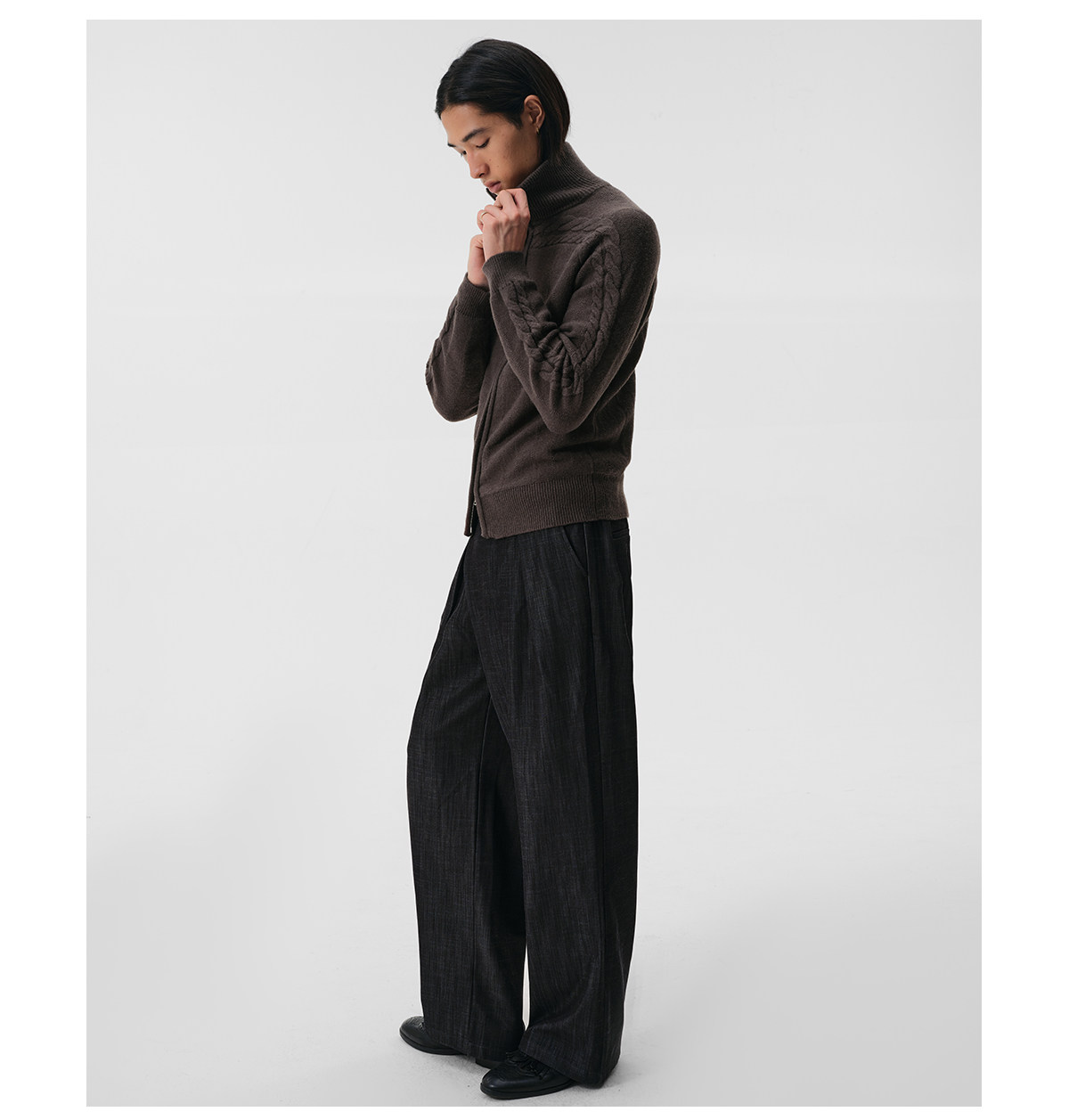 Slight Vogue Cable-Knit Stand Collar Cardigan