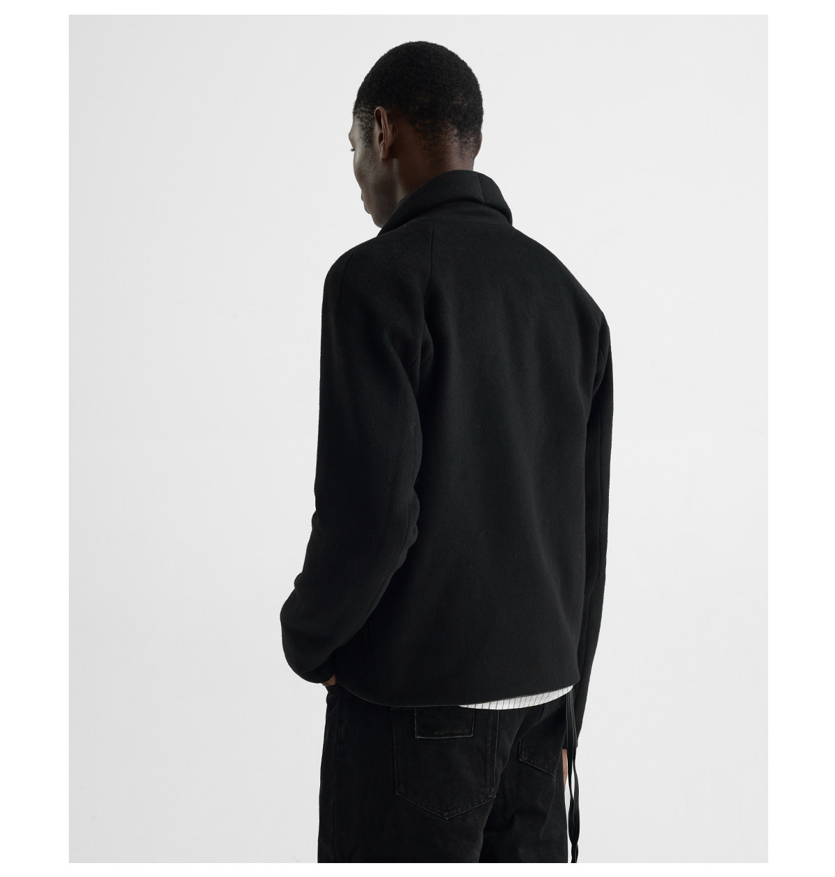 Slight Vogue Leather-Trim Wool Cocoon Jacket