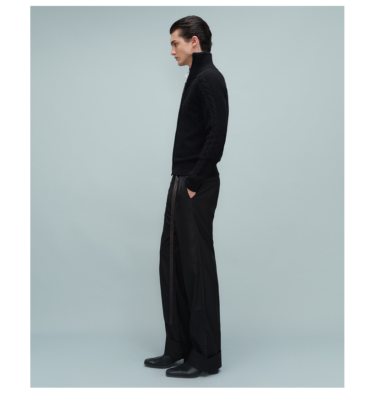 Slight Vogue Straight-Leg Folded-Hem Trousers